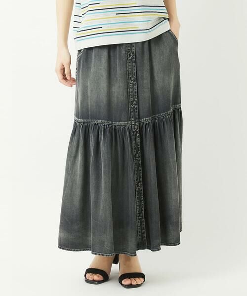 Maison de CINQ / メゾン ドゥ サンク ロング・マキシ丈スカート | ライトデニムティアードスカート | 詳細1