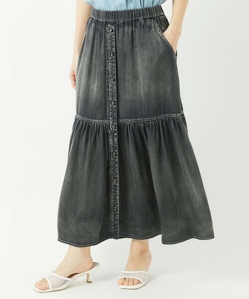 Maison de CINQ / メゾン ドゥ サンク ロング・マキシ丈スカート | ライトデニムティアードスカート | 詳細3