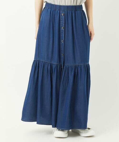 Maison de CINQ / メゾン ドゥ サンク ロング・マキシ丈スカート | ライトデニムティアードスカート | 詳細4