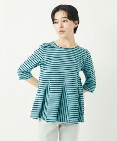 Maison de CINQ / メゾン ドゥ サンク カットソー | [日本製]ボーダーペプラム7分袖カットソー