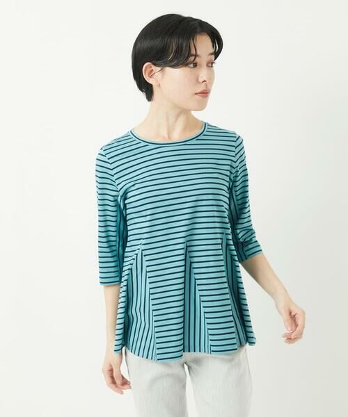 Maison de CINQ / メゾン ドゥ サンク カットソー | [日本製]ボーダーペプラム7分袖カットソー | 詳細1