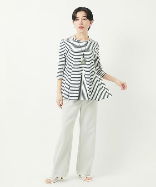 Maison de CINQ / メゾン ドゥ サンク カットソー | [日本製]ボーダーペプラム7分袖カットソー | 詳細14