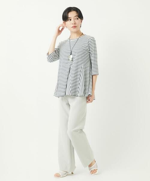Maison de CINQ / メゾン ドゥ サンク カットソー | [日本製]ボーダーペプラム7分袖カットソー | 詳細15
