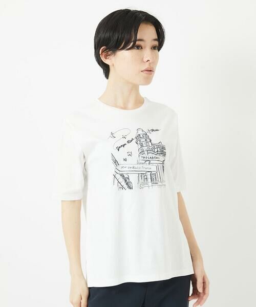 Maison de CINQ / メゾン ドゥ サンク カットソー | ドライコットンイラスト刺繍Tシャツ | 詳細1