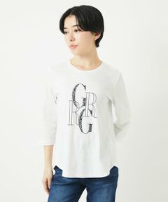 Maison de CINQ / メゾン ドゥ サンク カットソー | ドライコットンビーズ刺繍ロゴ7分袖カットソー