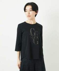 Maison de CINQ / メゾン ドゥ サンク カットソー | ドライコットンビーズ刺繍ロゴ7分袖カットソー