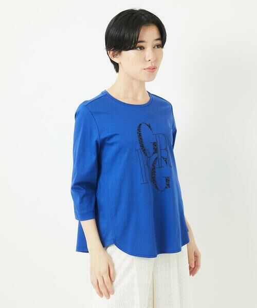 Maison de CINQ / メゾン ドゥ サンク カットソー | ドライコットンビーズ刺繍ロゴ7分袖カットソー | 詳細1