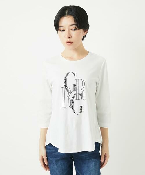 Maison de CINQ / メゾン ドゥ サンク カットソー | ドライコットンビーズ刺繍ロゴ7分袖カットソー | 詳細2