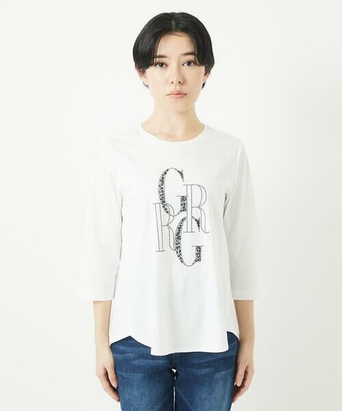 Maison de CINQ / メゾン ドゥ サンク カットソー | ドライコットンビーズ刺繍ロゴ7分袖カットソー | 詳細3