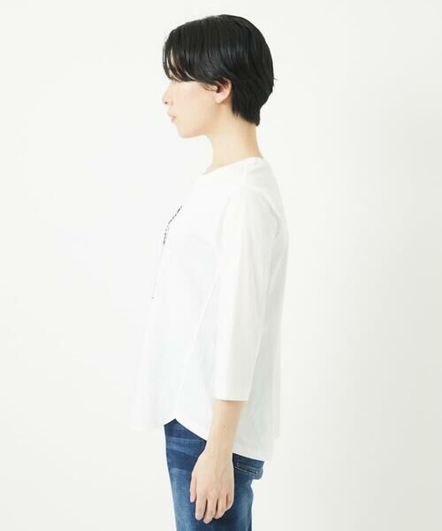 Maison de CINQ / メゾン ドゥ サンク カットソー | ドライコットンビーズ刺繍ロゴ7分袖カットソー | 詳細4