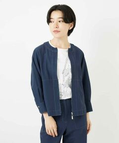 Maison de CINQ / メゾン ドゥ サンク ノーカラージャケット | 【セットアップ対応】ノーカラージップアップブルゾン