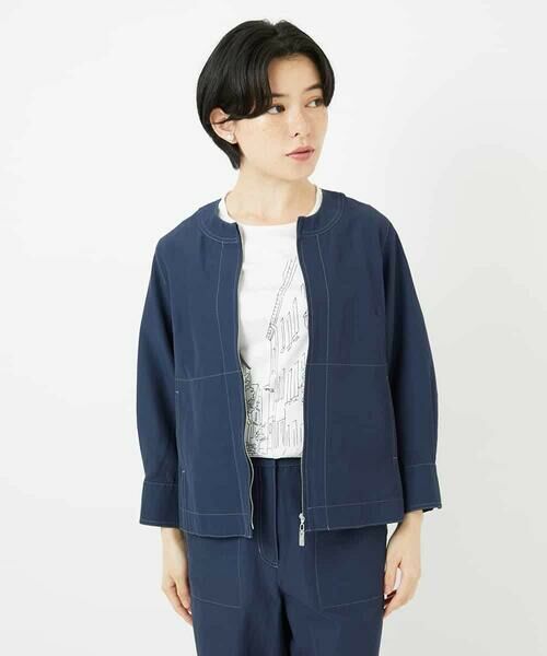 Maison de CINQ / メゾン ドゥ サンク ノーカラージャケット | 【セットアップ対応】ノーカラージップアップブルゾン | 詳細1