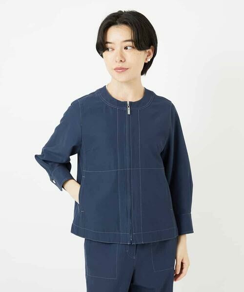 Maison de CINQ / メゾン ドゥ サンク ノーカラージャケット | 【セットアップ対応】ノーカラージップアップブルゾン | 詳細2