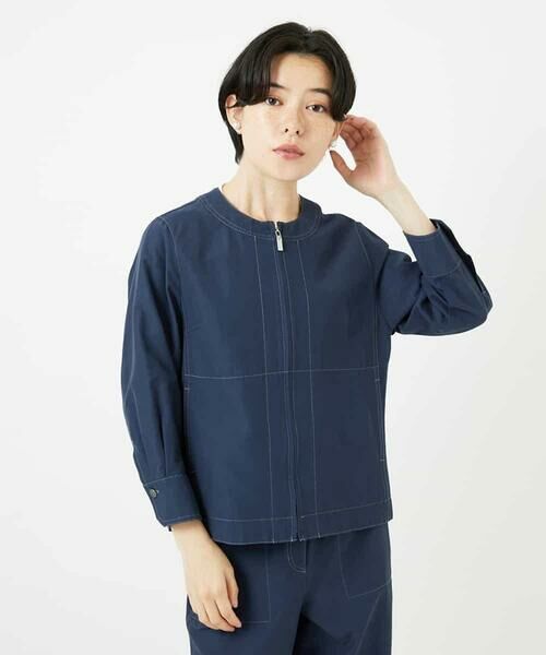 Maison de CINQ / メゾン ドゥ サンク ノーカラージャケット | 【セットアップ対応】ノーカラージップアップブルゾン | 詳細3