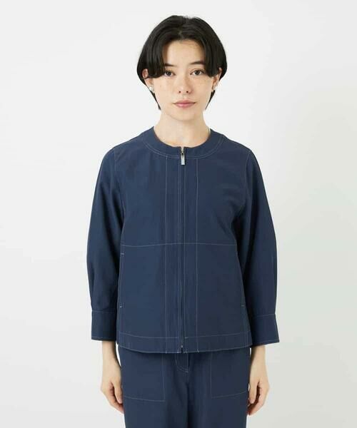 Maison de CINQ / メゾン ドゥ サンク ノーカラージャケット | 【セットアップ対応】ノーカラージップアップブルゾン | 詳細4