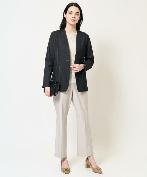 Maison de CINQ / メゾン ドゥ サンク ノーカラージャケット | [セットアップ対応]ヘリンボーン柄ジャージージャケット | 詳細15