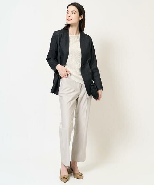 Maison de CINQ / メゾン ドゥ サンク ノーカラージャケット | [セットアップ対応]ヘリンボーン柄ジャージージャケット | 詳細17