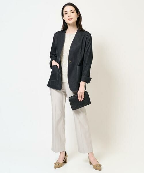 Maison de CINQ / メゾン ドゥ サンク ノーカラージャケット | [セットアップ対応]ヘリンボーン柄ジャージージャケット | 詳細19