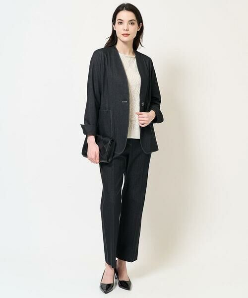 Maison de CINQ / メゾン ドゥ サンク ノーカラージャケット | [セットアップ対応]ヘリンボーン柄ジャージージャケット | 詳細24