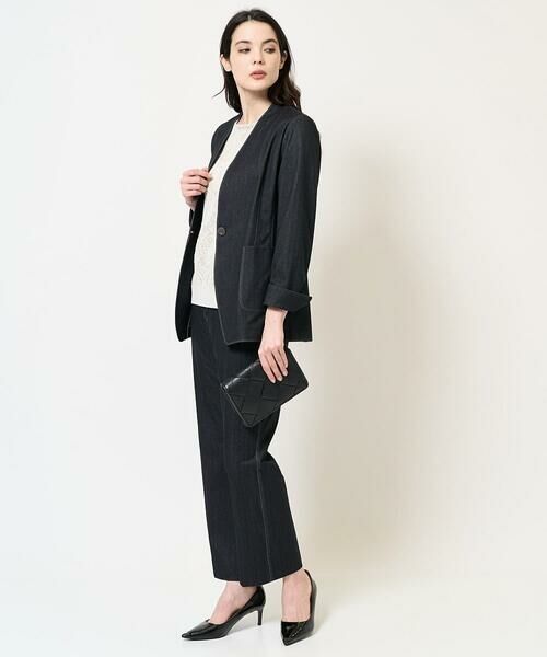 Maison de CINQ / メゾン ドゥ サンク ノーカラージャケット | [セットアップ対応]ヘリンボーン柄ジャージージャケット | 詳細25