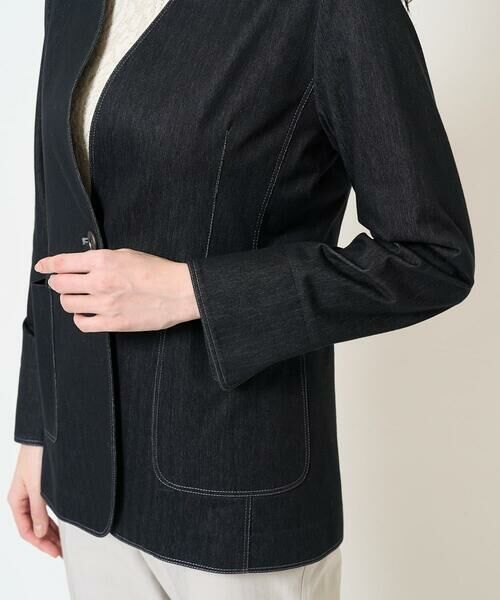 Maison de CINQ / メゾン ドゥ サンク ノーカラージャケット | [セットアップ対応]ヘリンボーン柄ジャージージャケット | 詳細9