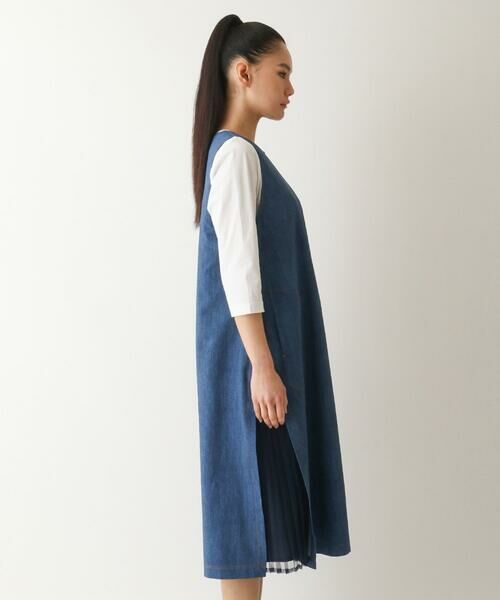 Maison de CINQ / メゾン ドゥ サンク ロング・マキシ丈スカート | 【小さいサイズ】サイドプリーツデニム風ジャンパースカート | 詳細2