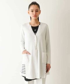 Maison de CINQ / メゾン ドゥ サンク カーディガン・ボレロ | 【小さいサイズ/接触冷感】シアーボーダーアクセントニットカーディガン