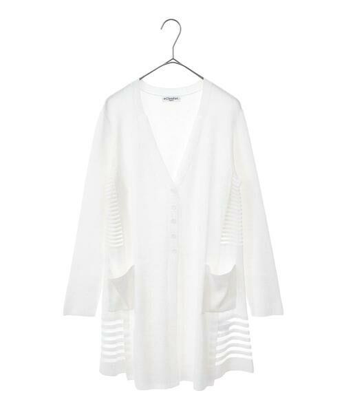 Maison de CINQ / メゾン ドゥ サンク カーディガン・ボレロ | 【小さいサイズ/接触冷感】シアーボーダーアクセントニットカーディガン | 詳細17