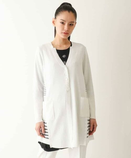 Maison de CINQ / メゾン ドゥ サンク カーディガン・ボレロ | 【小さいサイズ/接触冷感】シアーボーダーアクセントニットカーディガン | 詳細9