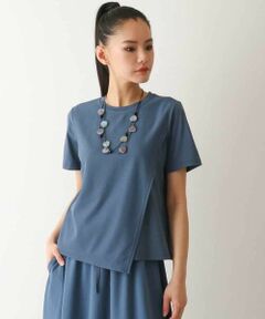 Maison de CINQ / メゾン ドゥ サンク カットソー | 【小さいサイズ/UVカット/遮熱性】レイヤードメッシュデザインカットソー