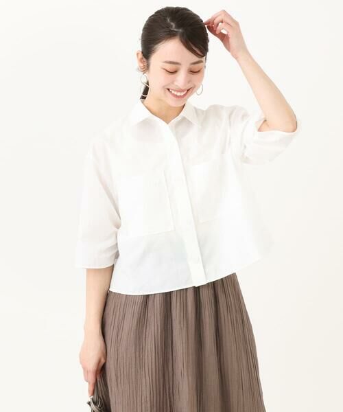 Maison de CINQ / メゾン ドゥ サンク シャツ・ブラウス | 【小さいサイズ】コットンライククロップドシャツブラウス/洗える | 詳細2