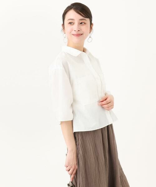 Maison de CINQ / メゾン ドゥ サンク シャツ・ブラウス | 【小さいサイズ】コットンライククロップドシャツブラウス/洗える | 詳細3