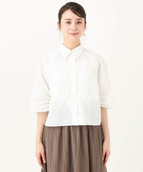 Maison de CINQ / メゾン ドゥ サンク シャツ・ブラウス | 【小さいサイズ】コットンライククロップドシャツブラウス/洗える | 詳細4