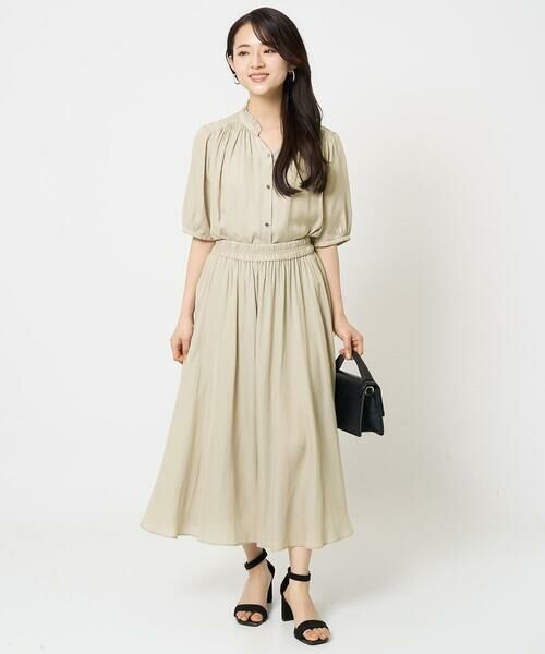 Maison de CINQ / メゾン ドゥ サンク シャツ・ブラウス | 【小さいサイズ】フリルネックデザインサテンブラウス/接触冷感/洗える | 詳細14