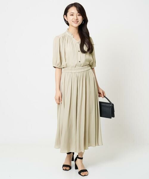 Maison de CINQ / メゾン ドゥ サンク シャツ・ブラウス | 【小さいサイズ】フリルネックデザインサテンブラウス/接触冷感/洗える | 詳細15