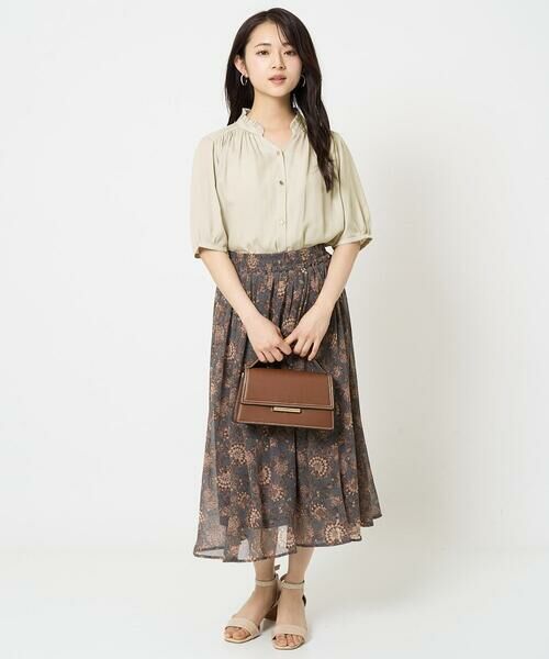 Maison de CINQ / メゾン ドゥ サンク シャツ・ブラウス | 【小さいサイズ】フリルネックデザインサテンブラウス/接触冷感/洗える | 詳細17