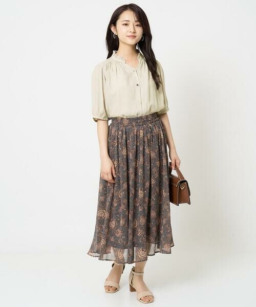 Maison de CINQ / メゾン ドゥ サンク シャツ・ブラウス | 【小さいサイズ】フリルネックデザインサテンブラウス/接触冷感/洗える | 詳細18