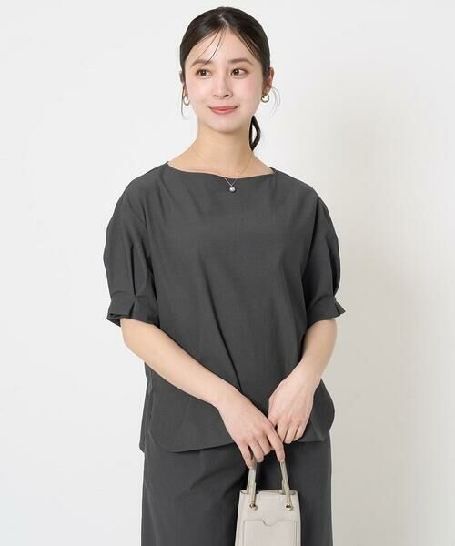 Maison de CINQ / メゾン ドゥ サンク シャツ・ブラウス | 【小さいサイズ】タックスリーブストレッチブラウス/洗える/セットアップ対応 | 詳細1