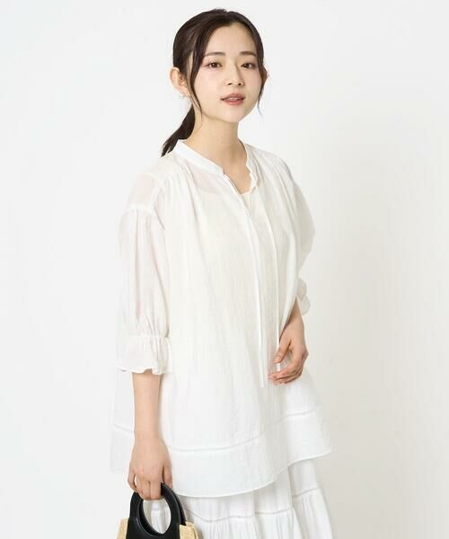 Maison de CINQ / メゾン ドゥ サンク シャツ・ブラウス | 【小さいサイズ】シアーチュニックブラウス/洗える | 詳細1