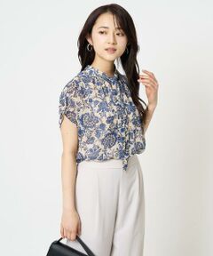 Maison de CINQ / メゾン ドゥ サンク シャツ・ブラウス | 【小さいサイズ】更紗プリント花柄シフォンブラウス/前後2way/洗える