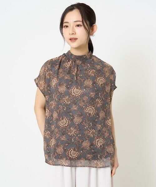 Maison de CINQ / メゾン ドゥ サンク シャツ・ブラウス | 【小さいサイズ】更紗プリント花柄シフォンブラウス/前後2way/洗える | 詳細1