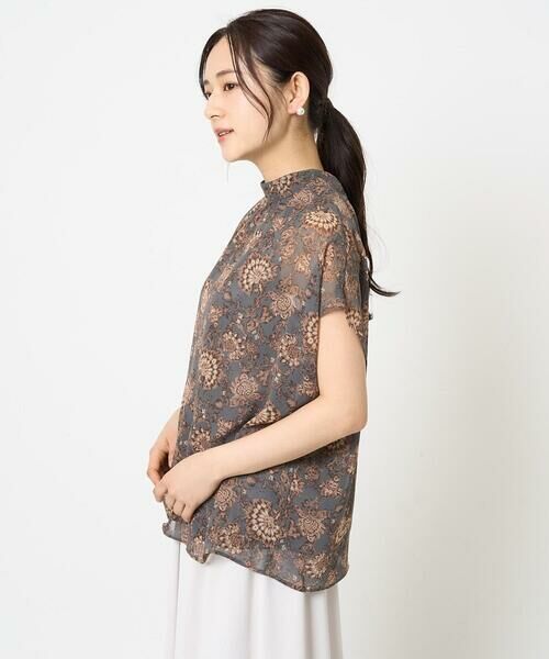 Maison de CINQ / メゾン ドゥ サンク シャツ・ブラウス | 【小さいサイズ】更紗プリント花柄シフォンブラウス/前後2way/洗える | 詳細2