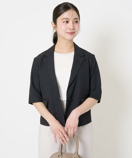 Maison de CINQ / メゾン ドゥ サンク テーラードジャケット | 【小さいサイズ】ドライタッチハーフスリーブジャケット/洗える | 詳細1