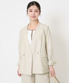 Maison de CINQ / メゾン ドゥ サンク ノーカラージャケット | 【小さいサイズ】カラーレスストレッチジャケット/洗える/セットアップ対応