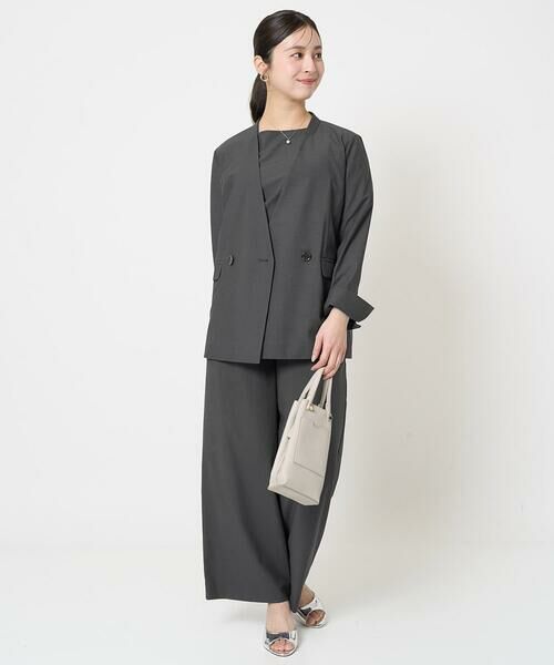 Maison de CINQ / メゾン ドゥ サンク ノーカラージャケット | 【小さいサイズ】カラーレスストレッチジャケット/洗える/セットアップ対応 | 詳細10