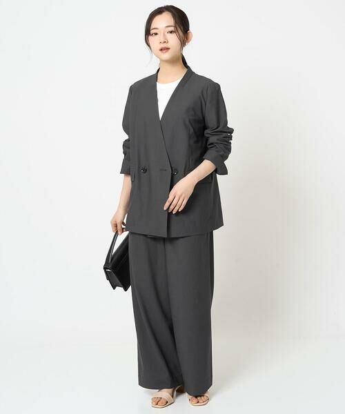 Maison de CINQ / メゾン ドゥ サンク ノーカラージャケット | 【小さいサイズ】カラーレスストレッチジャケット/洗える/セットアップ対応 | 詳細12