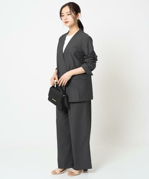 Maison de CINQ / メゾン ドゥ サンク ノーカラージャケット | 【小さいサイズ】カラーレスストレッチジャケット/洗える/セットアップ対応 | 詳細13