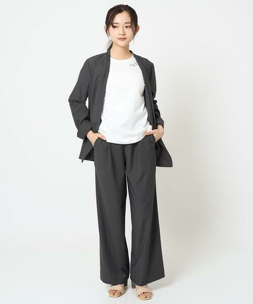 Maison de CINQ / メゾン ドゥ サンク ノーカラージャケット | 【小さいサイズ】カラーレスストレッチジャケット/洗える/セットアップ対応 | 詳細14