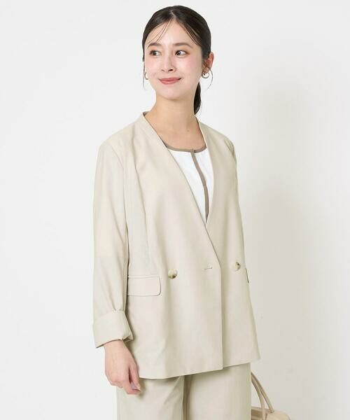 Maison de CINQ / メゾン ドゥ サンク ノーカラージャケット | 【小さいサイズ】カラーレスストレッチジャケット/洗える/セットアップ対応 | 詳細15