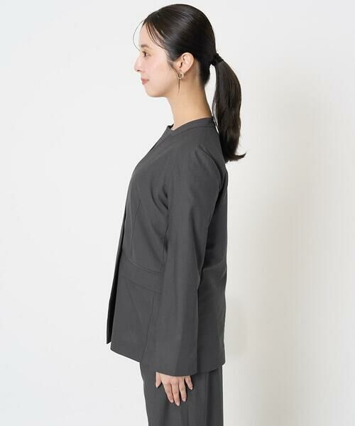 Maison de CINQ / メゾン ドゥ サンク ノーカラージャケット | 【小さいサイズ】カラーレスストレッチジャケット/洗える/セットアップ対応 | 詳細21